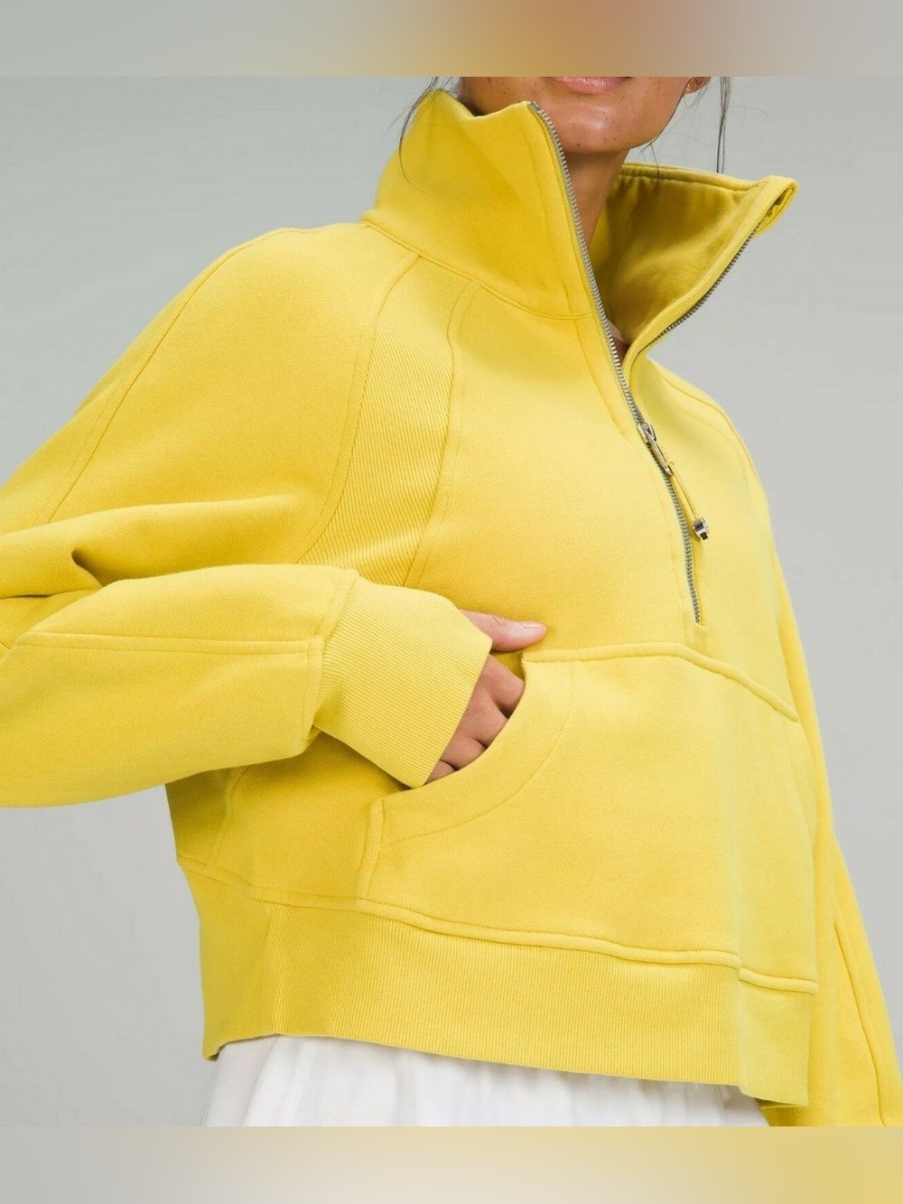 Lululemon Scuba Oversized Cropped Funnel Neck Half Zip Soleil XL/XXL